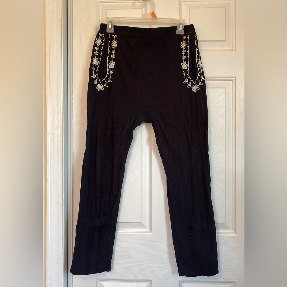 The Great Black Embroidered Women's Pants